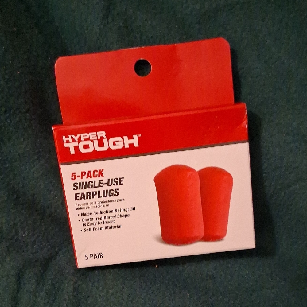 Hyper Tough Red Single-Use Earplugs - 5 Pack